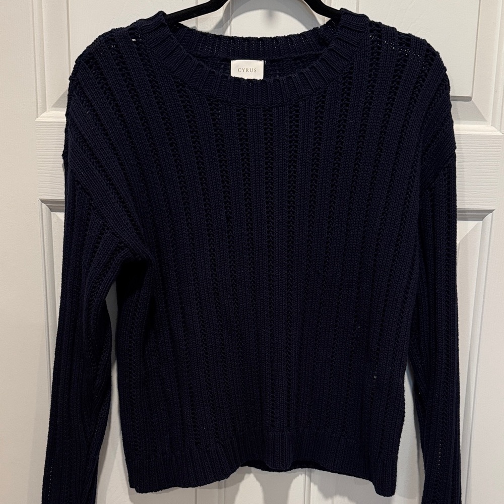 Cyrus Women's Dark Blue Crew Neck Sweater